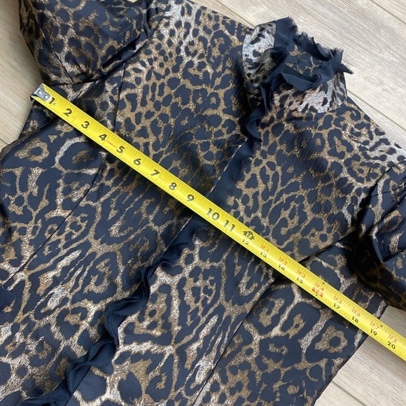 Dana Buchman Leopard Silk Taffeta Evening Jacket Formal Event Chiffon Trim 6 - Picture 13 of 15